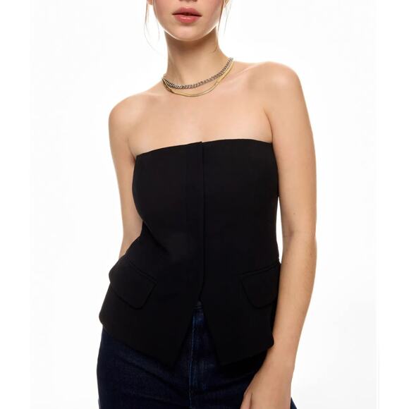 Club Monaco Black Tailored Top SIZE 6 Strapless Waistcoat Cocktail Designer $148 - Picture 1 of 13